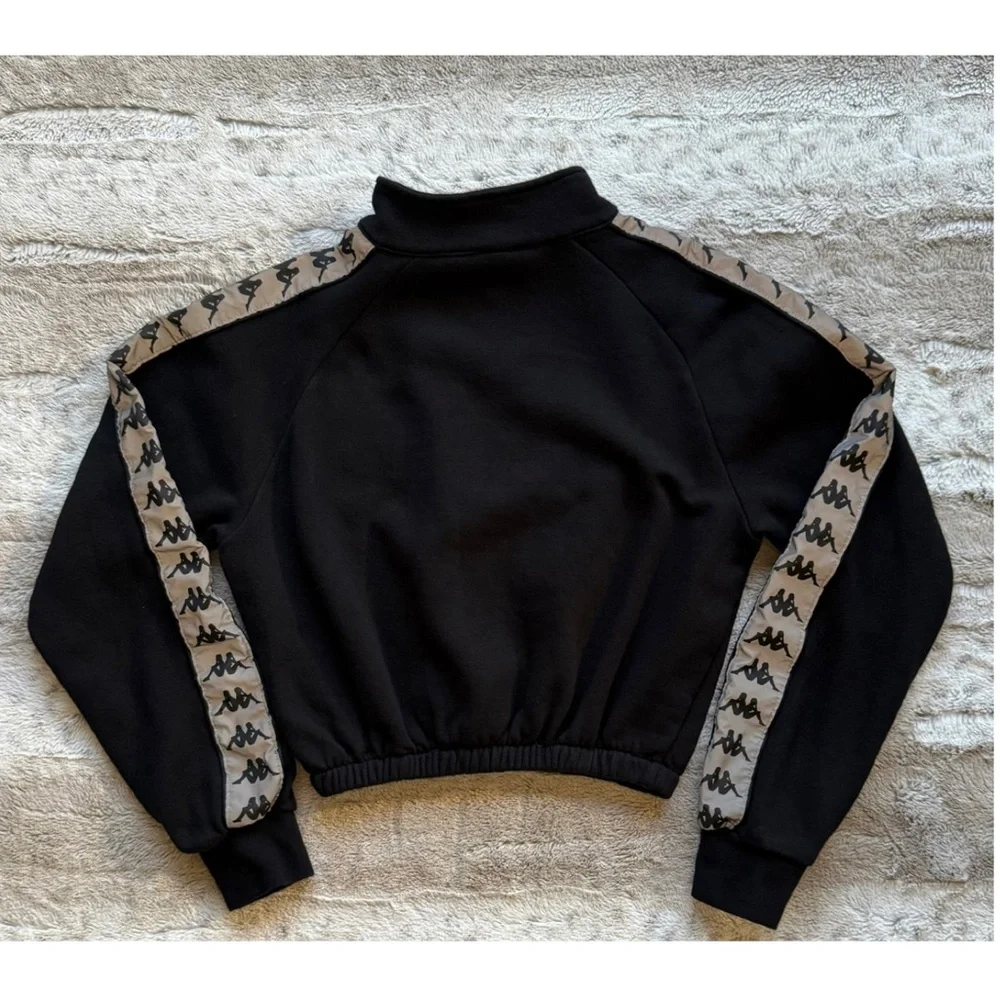 Kappa Reflective Cropped Pullover Sweatshirt in Black Size S - Picture 3 of 8